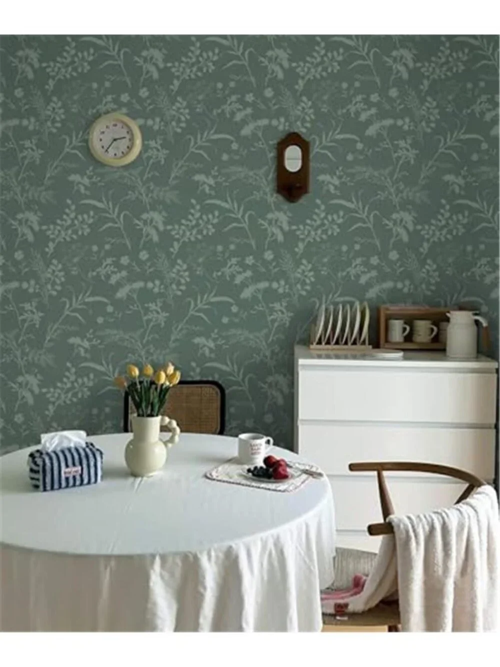 Sage Green Floral Peel and Stick Wallpaper Removable Self Adhesive Contact Paper